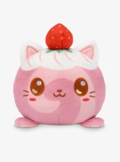 TeeTurtle Strawberry Kitty Strawberry Cake Scented 4 Inch Reversible Plush